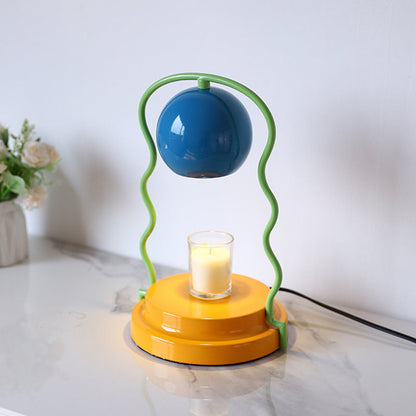 Contemporary Creative Dome Wave Line Iron 1-Light Aroma Melt Wax Table Lamp For Bedroom
