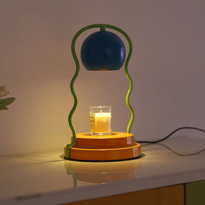Contemporary Creative Dome Wave Line Iron 1-Light Aroma Melt Wax Table Lamp For Bedroom