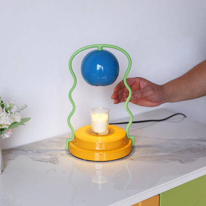 Contemporary Creative Dome Wave Line Iron 1-Light Aroma Melt Wax Table Lamp For Bedroom