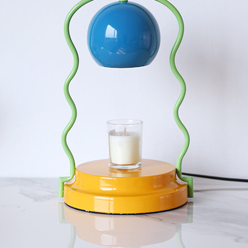 Contemporary Creative Dome Wave Line Iron 1-Light Aroma Melt Wax Table Lamp For Bedroom