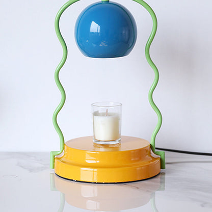 Contemporary Creative Dome Wave Line Iron 1-Light Aroma Melt Wax Table Lamp For Bedroom