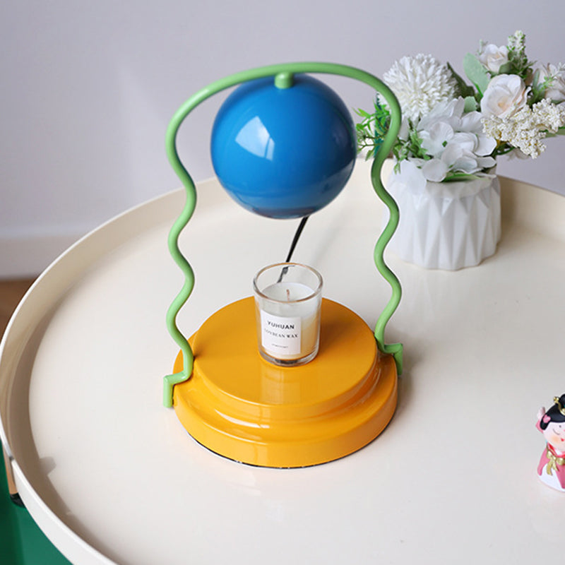 Contemporary Creative Dome Wave Line Iron 1-Light Aroma Melt Wax Table Lamp For Bedroom