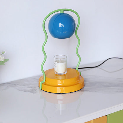 Contemporary Creative Dome Wave Line Iron 1-Light Aroma Melt Wax Table Lamp For Bedroom