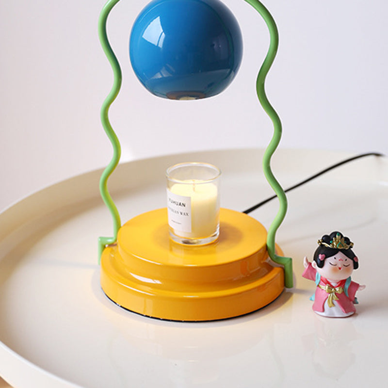 Contemporary Creative Dome Wave Line Iron 1-Light Aroma Melt Wax Table Lamp For Bedroom