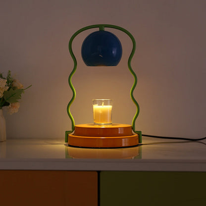 Contemporary Creative Dome Wave Line Iron 1-Light Aroma Melt Wax Table Lamp For Bedroom