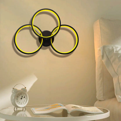 Modern Art Deco Triple Circle PC Shade LED Wall Sconce Lamp For Bedroom