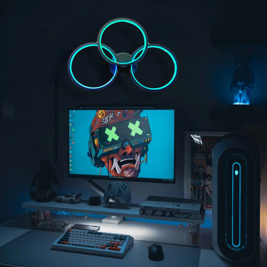 مصباح حائط LED ثلاثي الدوائر من البولي كربونات بتصميم آرت ديكو لغرفة النوم 