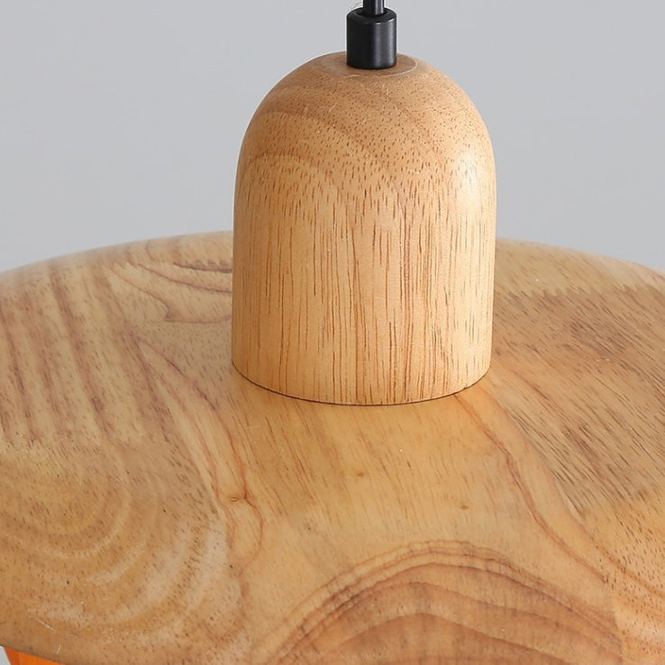 Contemporary Creative Disc Pumpkin Shape Wood Resin Shade 1-Light Wall Sconce Lamp For Living Room