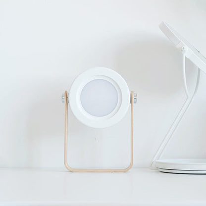 Contemporary Creative Foldable Round Lantern Wood ABS PC Iron LED Table Lamp For Bedroom