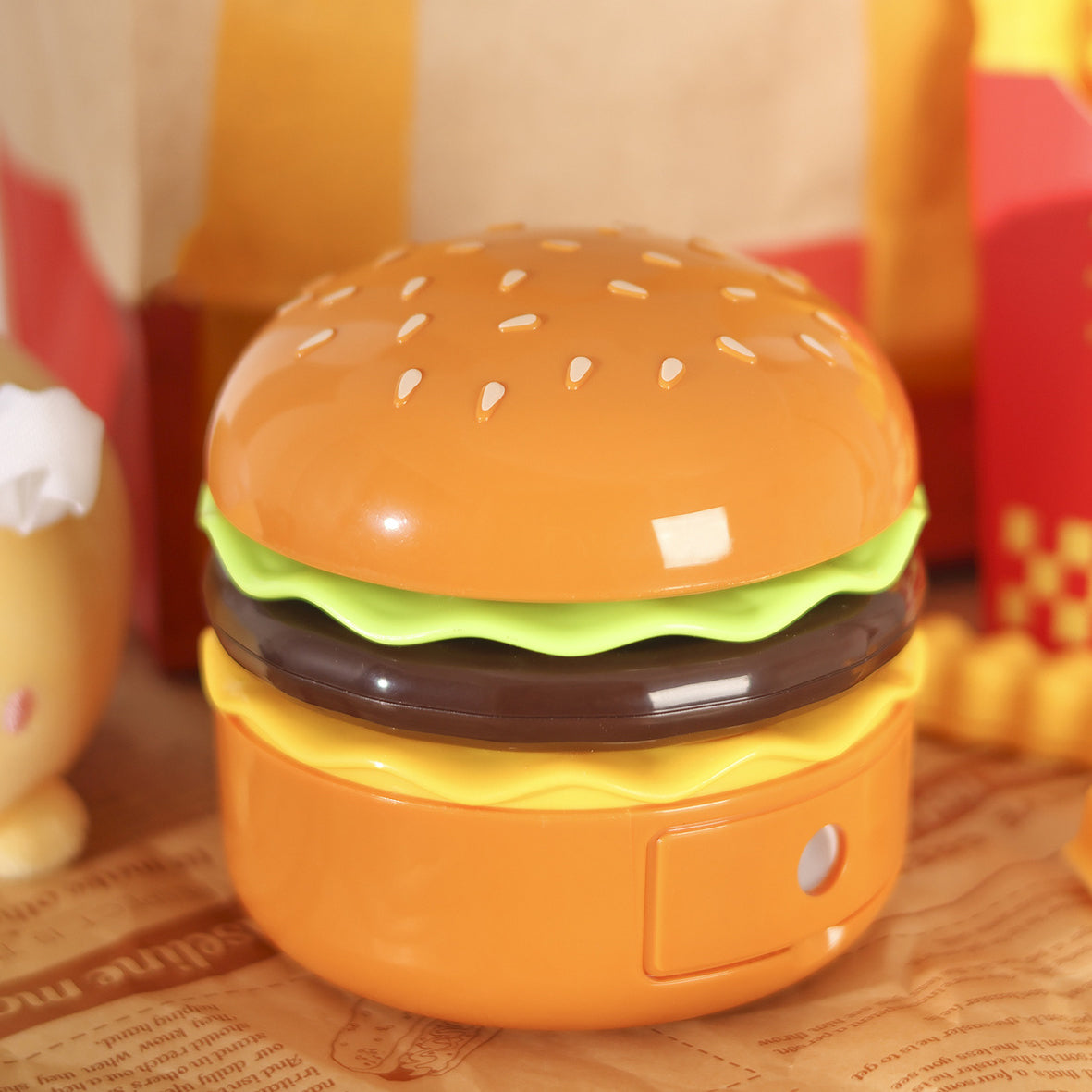 Contemporary Creative Hamburger Plastic LED Table Lamp For Bedroom