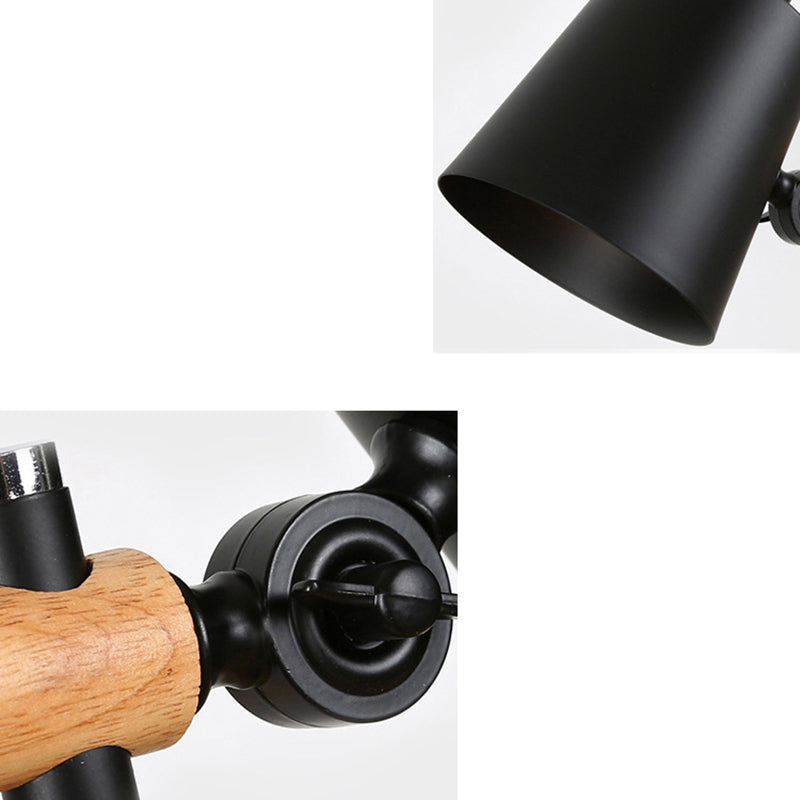 Modern Minimalist Long Pole Cylinder Wood Iron 1-Light Table Lamp For Bedroom