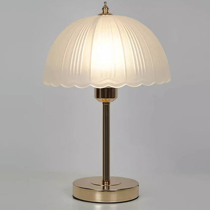 Contemporary Nordic Half Dome Lace Iron Glass 1-Light Table Lamp For Bedroom
