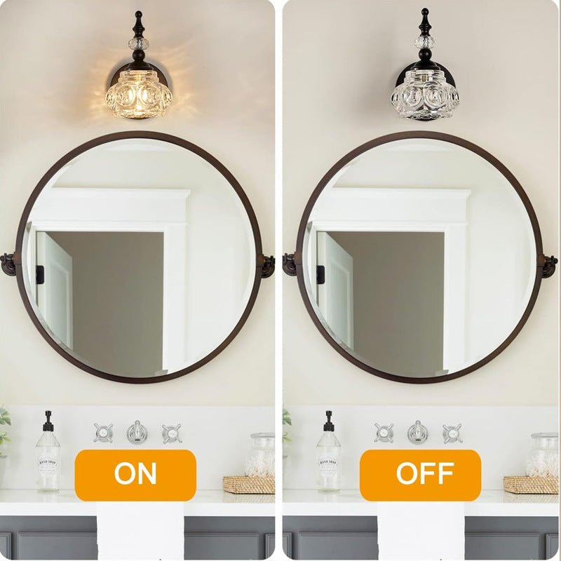 Modern Minimalist Curved Pole Rattle Shape Crystal Iron 1-Light Wall Sconce Lamp For Living Room