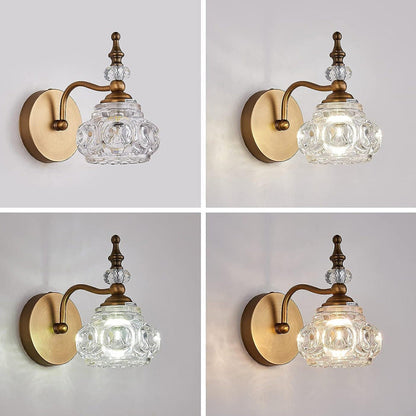 Modern Minimalist Curved Pole Rattle Shape Crystal Iron 1-Light Wall Sconce Lamp For Living Room