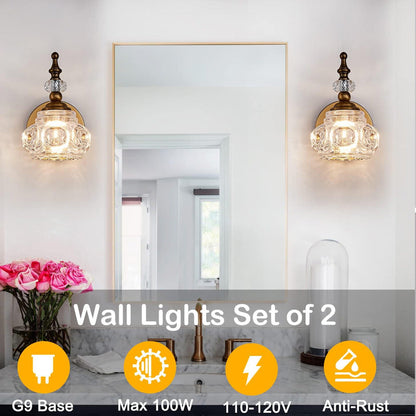 Modern Minimalist Curved Pole Rattle Shape Crystal Iron 1-Light Wall Sconce Lamp For Living Room