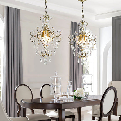 Traditional French Branch Candelabra Iron Frame Crystal 1/3/6/8 Light Chandelier For Living Room