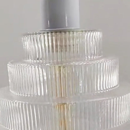 Contemporary French Multi Tier Circle Cylinder Glass Shade Iron 1-Light Pendant Light For Living Room
