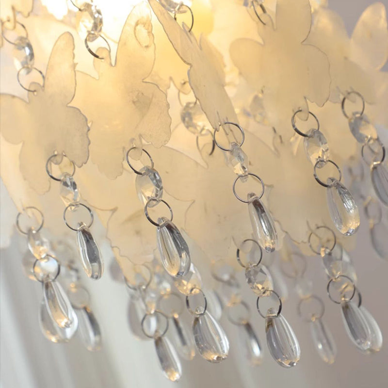 Contemporary Creative Round Shell Butterfly Grape Shape Glass Hardware 1-Light Pendant Light For Living Room