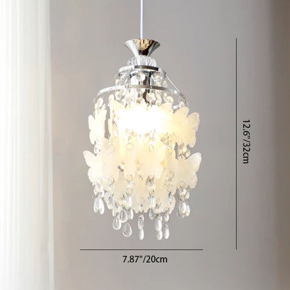 Contemporary Creative Round Shell Butterfly Grape Shape Glass Hardware 1-Light Pendant Light For Living Room