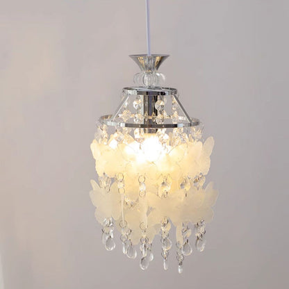 Contemporary Creative Round Shell Butterfly Grape Shape Glass Hardware 1-Light Pendant Light For Living Room
