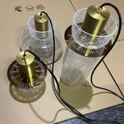 مصباح LED دائري فاخر معاصر مصنوع من الزجاج المتشقق لغرفة المعيشة 