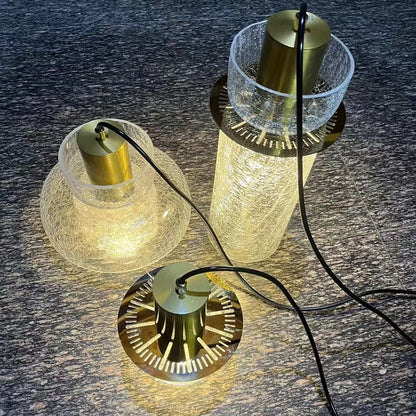 مصباح LED دائري فاخر معاصر مصنوع من الزجاج المتشقق لغرفة المعيشة 
