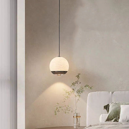 Modern Minimalist Globe Marble Aluminum LED Pendant Light For Bedroom