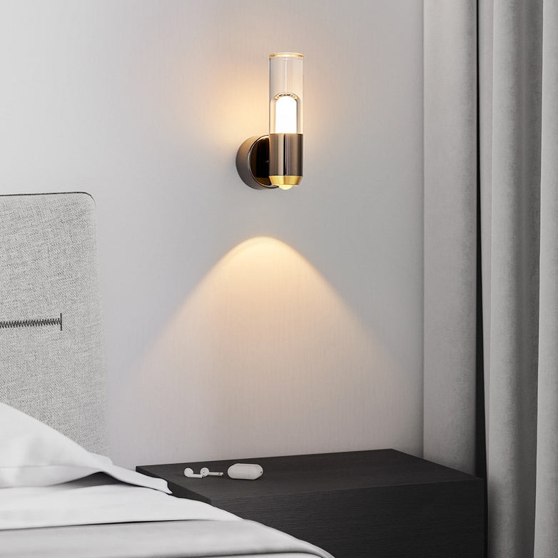 Modern Luxury Cylindrical Aluminum Iron Acrylic Lens LED Wall Sconce Lamp For Bedroom