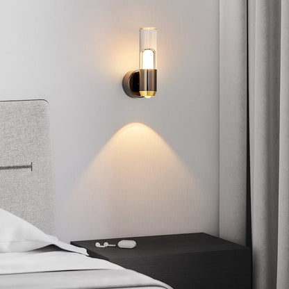 Modern Luxury Cylindrical Aluminum Iron Acrylic Lens LED Wall Sconce Lamp For Bedroom