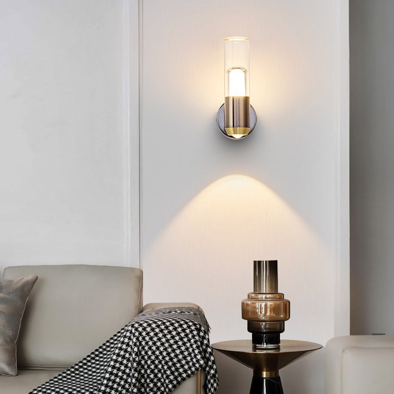 Modern Luxury Cylindrical Aluminum Iron Acrylic Lens LED Wall Sconce Lamp For Bedroom