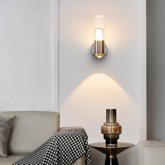 Modern Luxury Cylindrical Aluminum Iron Acrylic Lens LED Wall Sconce Lamp For Bedroom