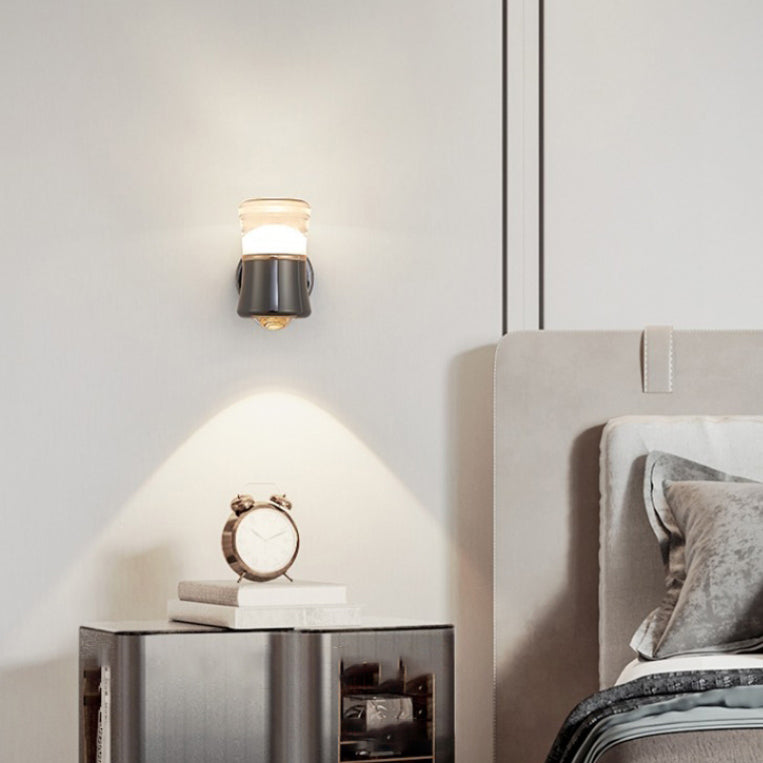 Modern Luxury Cylindrical Aluminum Iron Acrylic Lens LED Wall Sconce Lamp For Bedroom