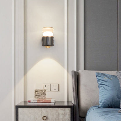 Modern Luxury Cylindrical Aluminum Iron Acrylic Lens LED Wall Sconce Lamp For Bedroom