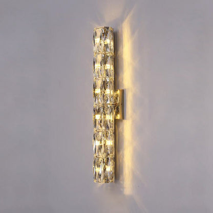 Modern Minimalist Cylindrical Stainless Steel Crystal 2/3/4/6 Light Wall Sconce Lamp For Living Room