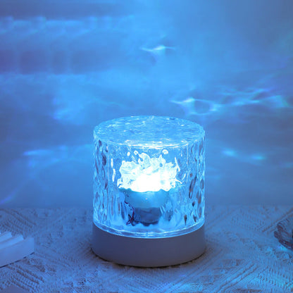Modern Art Deco Cylinder Projection Acrylic LED Table Lamp For Bedroom