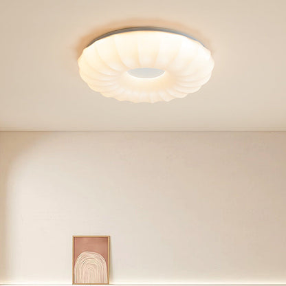 Contemporary Creative Round Cat Paw Cheese Stripe Iron Plastic LED Flush Mount Ceiling Light For Bedroom