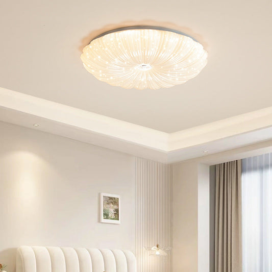 Contemporary Creative Round Cat Paw Cheese Stripe Iron Plastic LED Flush Mount Ceiling Light For Bedroom