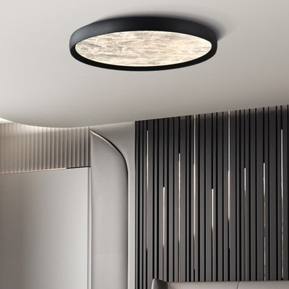 Modern Minimalist Round Cloudy Aluminum Frame Acrylic Shade LED Flush Mount Ceiling Light For Bedroom