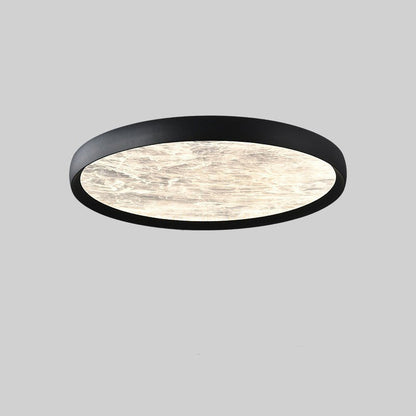 Modern Minimalist Round Cloudy Aluminum Frame Acrylic Shade LED Flush Mount Ceiling Light For Bedroom