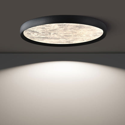 Modern Minimalist Round Cloudy Aluminum Frame Acrylic Shade LED Flush Mount Ceiling Light For Bedroom