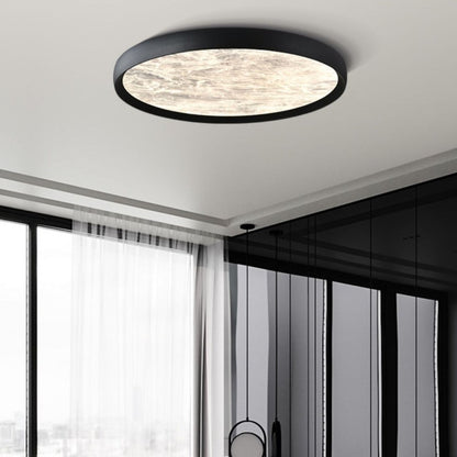 Modern Minimalist Round Cloudy Aluminum Frame Acrylic Shade LED Flush Mount Ceiling Light For Bedroom