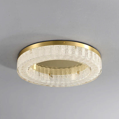 Modern Luxury Round Full Copper Stainless Steel Resin LED Flush Mount Ceiling Light For Living Room