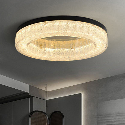 Modern Luxury Round Full Copper Stainless Steel Resin LED Flush Mount Ceiling Light For Living Room
