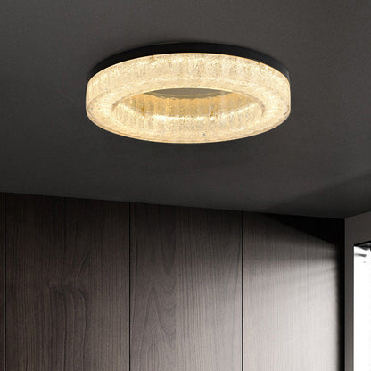 Modern Luxury Round Full Copper Stainless Steel Resin LED Flush Mount Ceiling Light For Living Room