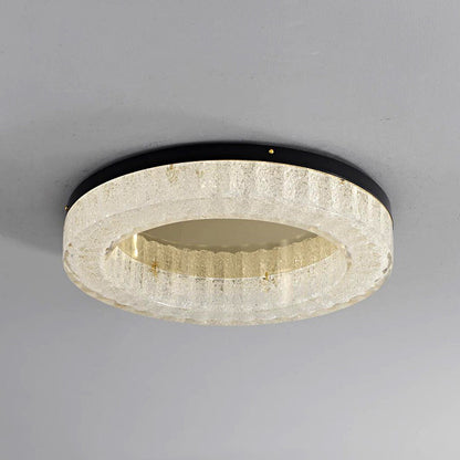 Modern Luxury Round Full Copper Stainless Steel Resin LED Flush Mount Ceiling Light For Living Room