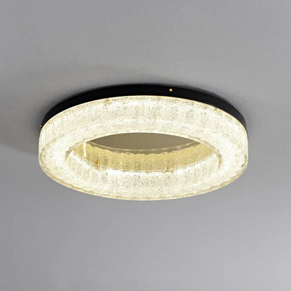 Modern Luxury Round Full Copper Stainless Steel Resin LED Flush Mount Ceiling Light For Living Room
