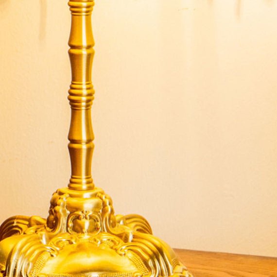 Traditional Vintage Dome Half Round Pearl Tassel Full Copper Fabric 1-Light Table Lamp For Bedroom