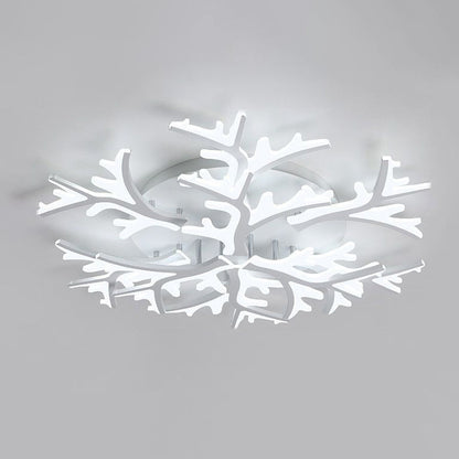 Modern Minimalist Branch Tree Shape Hardware PMMA Shade LED Flush Mount Ceiling Light For Living Room