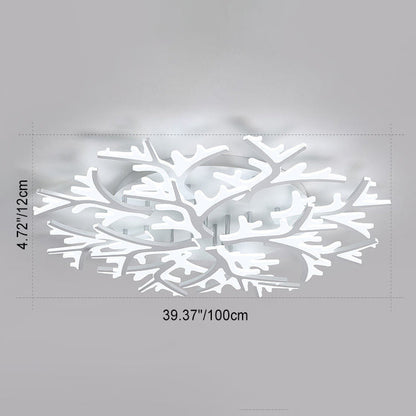 Modern Minimalist Branch Tree Shape Hardware PMMA Shade LED Flush Mount Ceiling Light For Living Room