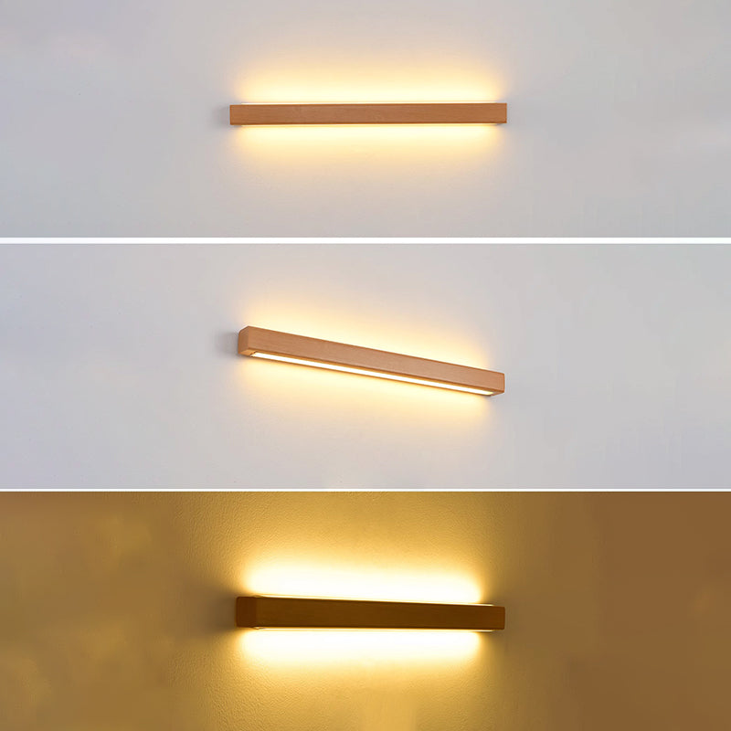 Japanese Simple Solid Wood Strip LED Wall Sconce Lamp